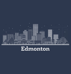 Outline Edmonton Canada City Skyline With White