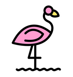 Bird Flamingo Icon Flat