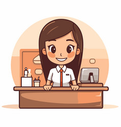 Cute Business Woman Working In Office Flat