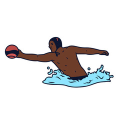 Extended Arm Waterpolo Player Color Stroke