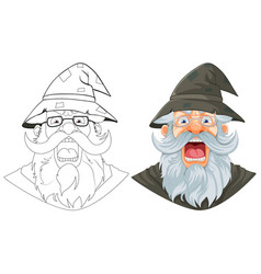 Furious Elderly Wizard With Long Beard And