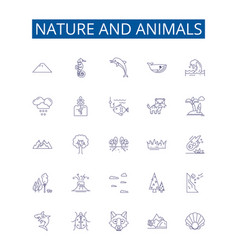 Nature And Animals Line Icons Signs Set Design