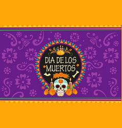 Mexican Day Of Dead Sugar Skull Marigolds Banner