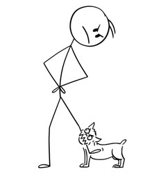 Cartoon Angry Man With Small Aggressive Dog