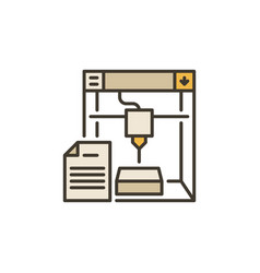 Document With 3d Printer Concept Colored Icon