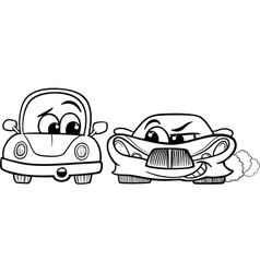 Old Automobile And Gt Car Cartoon