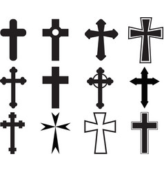 Set Of Christian Cross On White Background