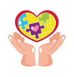 Autism Puzzle Heart In Hands