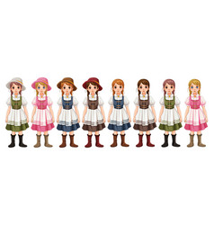 Bavarian Dress Cartoon Characters A Set Of Women