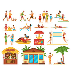 Beach Activities Decorative Icons Set