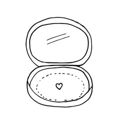 Compact Powder With A Mirror Hand Drawn In Doodle