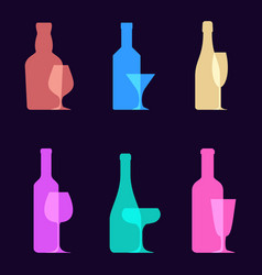 Silhouettes Of Wine Glasses And Bottles Of