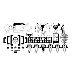 Black White Set Social Influencer Symbols Signs