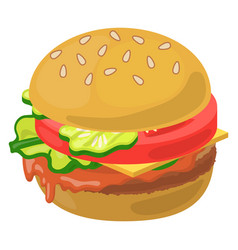 Cheeseburger Icon Cartoon Fast Food Lunch Burger