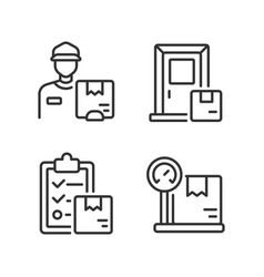 Courier Service Pixel Perfect Linear Icons Set