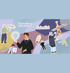 Inventor Scientist Flat Collage