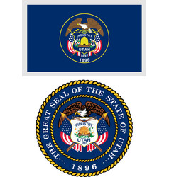 Utah Us State Flag And Coat Of Arm Design