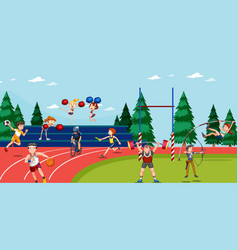 Scene With People Doing Track And Field Sports