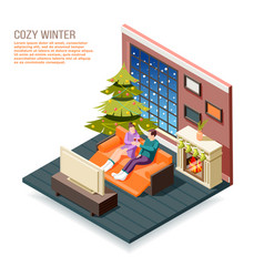 Cozy Winter Isometric Composition