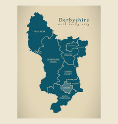 Modern Map - Derbyshire With Derby City