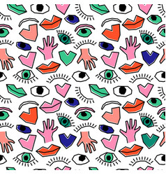 Seamless Pattern Body Parts Pattern Heart Eye Lips