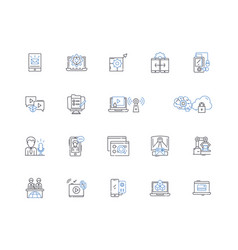 Cyber Security Line Icons Collection Firewall