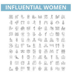 Influential Women Icons Line Symbols Web Signs