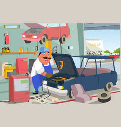 Auto Mechanic Fixing A Car In The Garage