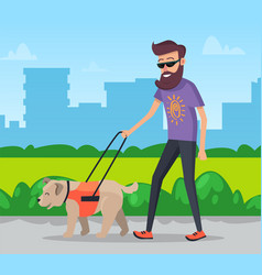 Man Walking With Dog In City Park