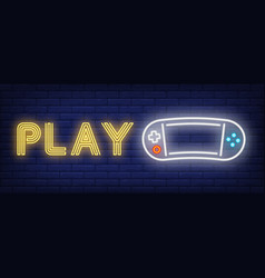 Play Neon Text With Portable Videogame Console