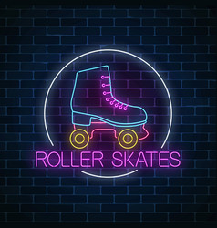 Retro Roller Skates Glowing Neon Sign In Circle