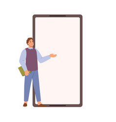 Small Man With Smartphone Presentation Display