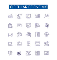 Circular Economy Line Icons Signs Set Design