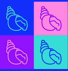 Pop Art Line Scallop Sea Shell Icon Isolated