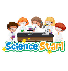 Science Star Logo With Kid And Experimental