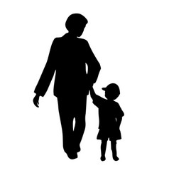 Dad Sons Walking Street Silhouette Image