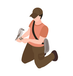 Ornithologist With Bird Composition