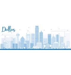 Outline Dallas Skyline With Blue Buildings