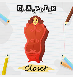 Cartoon Character Stylish Closet With Woman Face