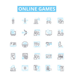 Online Games Line Icons Set Games