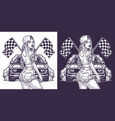 Street Racer Girl Monochrome Logotype