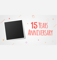 15 Years Anniversary Photo Frame Card 15th Year