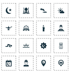 Ramadan Icons Set With Believer Calendar Fajr