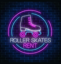 Retro Roller Skates Rent Glowing Neon Sign