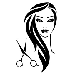 Hair salon sign with pretty woman and scissors Vector Image