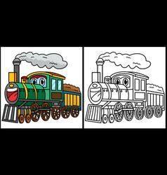 Steam Locomotive With Face Vehicle Coloring Page