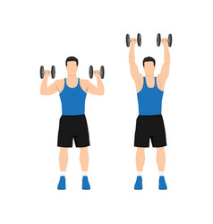 Man Doing Overhead Dumbbell Shoulder Press Exercis