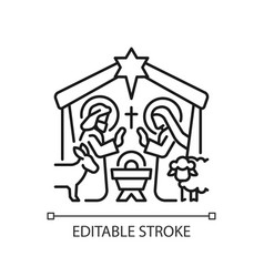 Nativity Scene Linear Icon