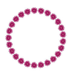 Round Frame With Pink Gerbera On White Background