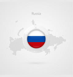 Russia Map Dotted Sign Isolated Russian Flag